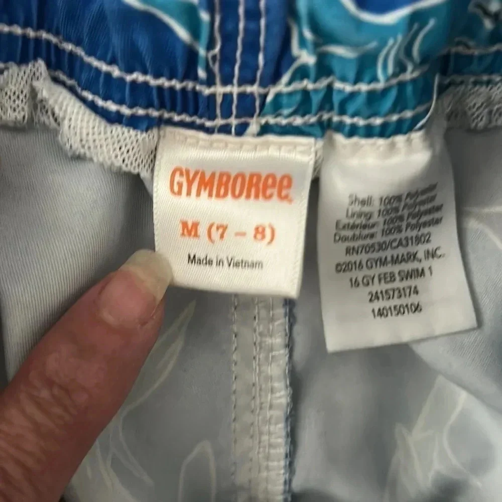 Gymboree shark bathing suit size 7/8 blue swim trunks beach pool